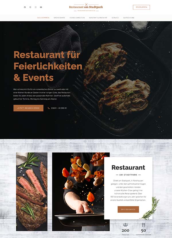 Webdesign Restaurant am Stadtpark